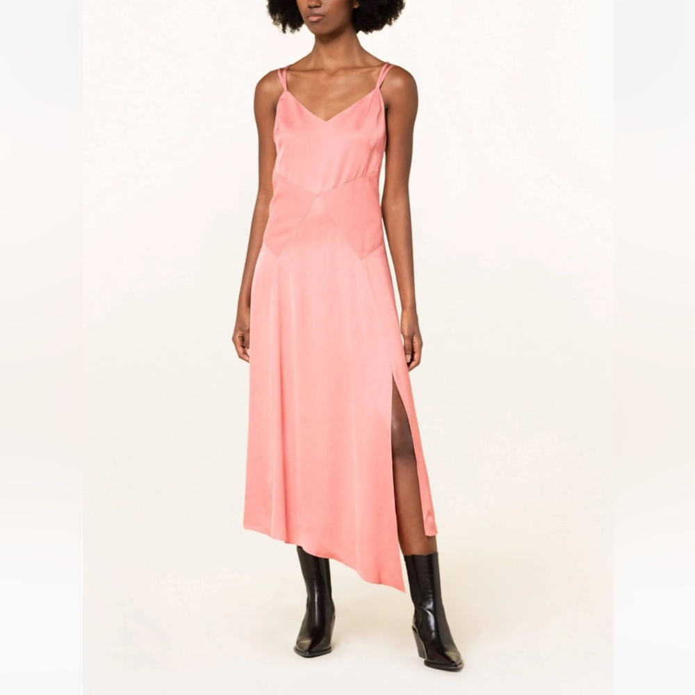💕💕Ted Baker Odinne Asymmetric Panelled Midi Slip Dress in Pink size 2TB💕💕